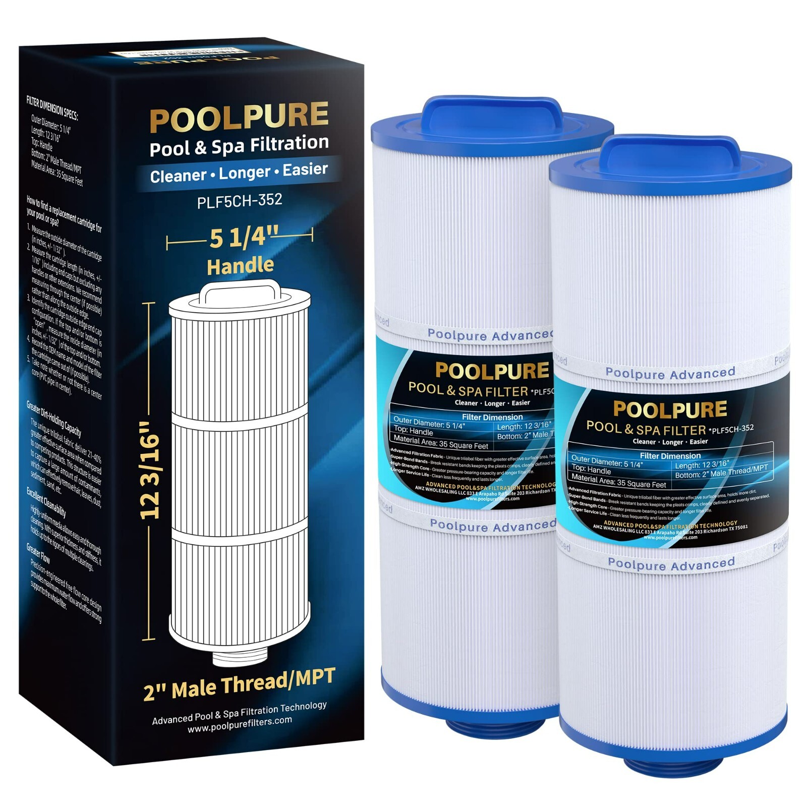 POOLPURE 5CH-352 Spa Filter Fit PPM35SC-F2M Marquis Spa 20042 20092 FC-0196 gallery