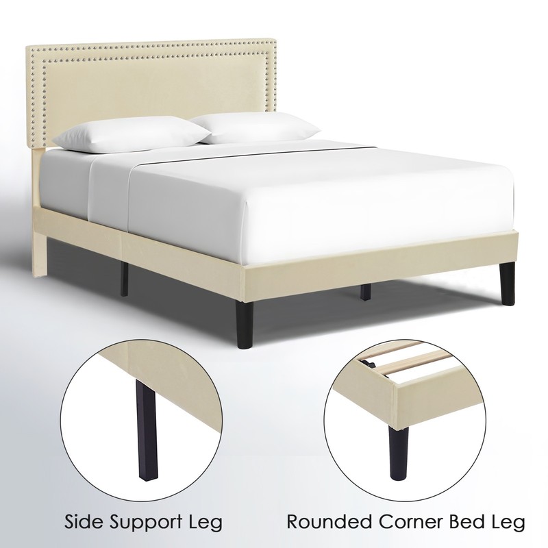 Twin Full Queen Platform Bed Frame with Upholstered Headboard Adjustable Height gallery