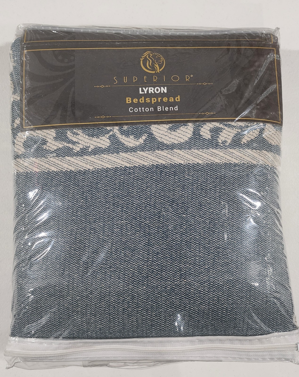 Cotton Blend Bedspread Set 2 Piece Jacquard Vintage Floral Cerulean Blue Twin gallery