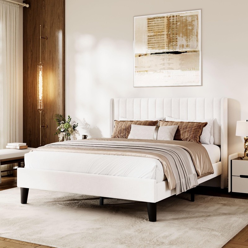 Queen/Full Size Platform Bed Frame W/Upholstered Headboard,Under Bed Storage NEW gallery