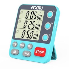 Digital Dual Triple Kitchen Timer, 3 Channels Magnetic Countdown YS318 Blue