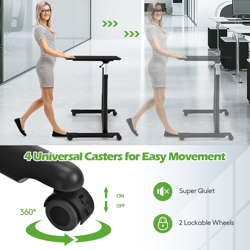 Height Adjustable Computer Desk Sit to Stand Rolling Table Black gallery