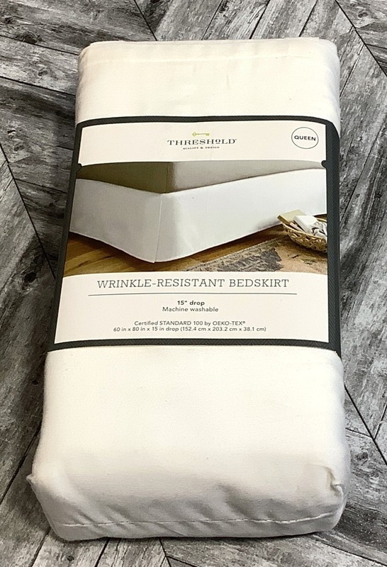 Threshold Wrinkle-Resistant Bedskirt Queen Size 15" Drop Machine Washable White gallery