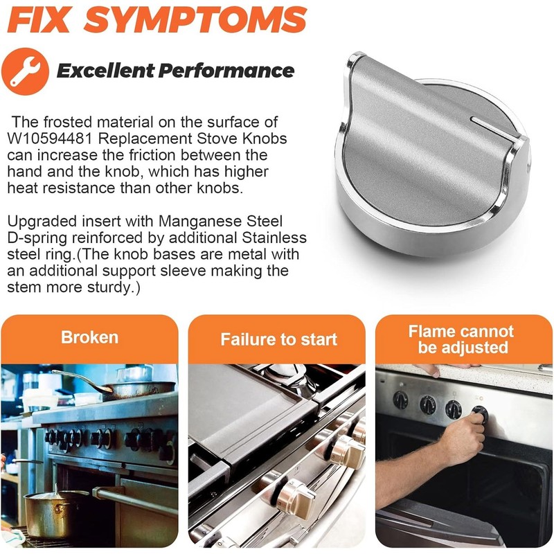 Range Knobs For Whirlpool W10698166 W10594481 Range/Stove Knobs gallery