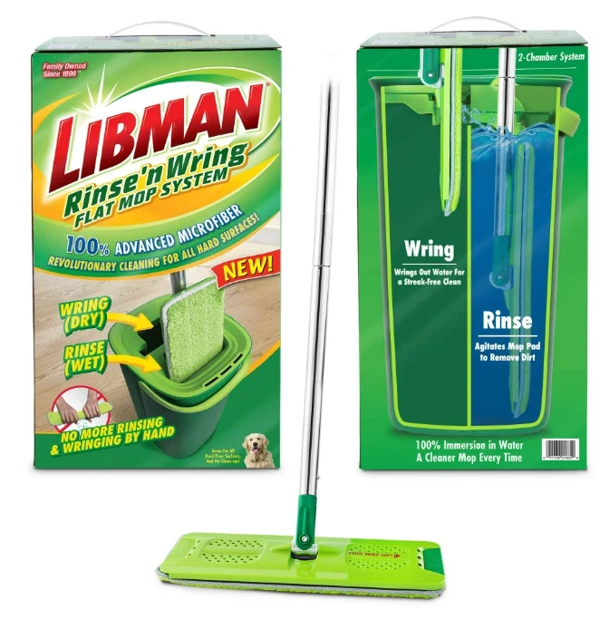 Libman Rinse N Wring Flat Mop System with Microfiber Pad gallery