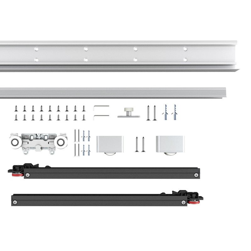 Concealed Sliding Barn Door Hardware with Soft Close Mechanism,No Floor Track gallery
