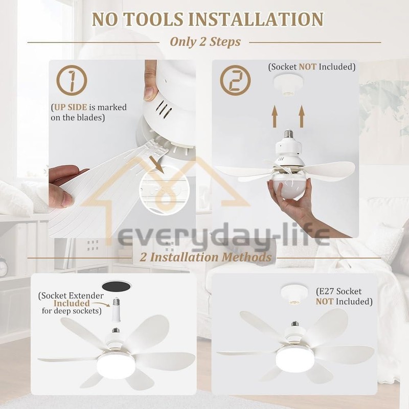 Socket Fan Light Ceiling Fans With Lights And Remote Dimmable LED Ceiling Fan US gallery