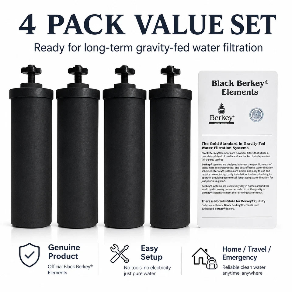 Berkey Authentic Black BB9-2 Water replacement Filters For Berkey 4 PACK gallery