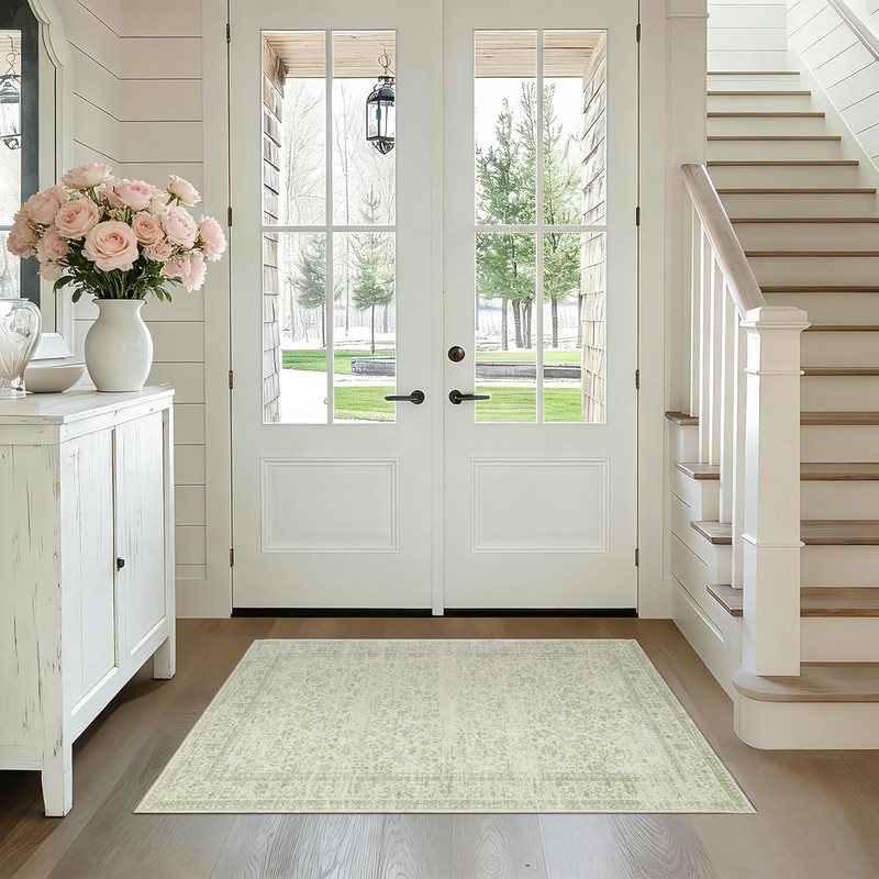 Sage Green 2X3 Boho Rugs for Kitchen Bathroom Hallway Washbale Non gallery