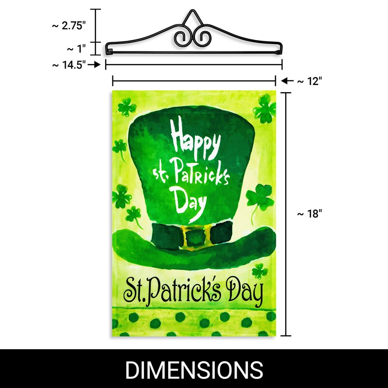 Garden Flag Happy St. Patrick's Day Leprechaun Hat 12x18IN & Hanger Printed Poly gallery