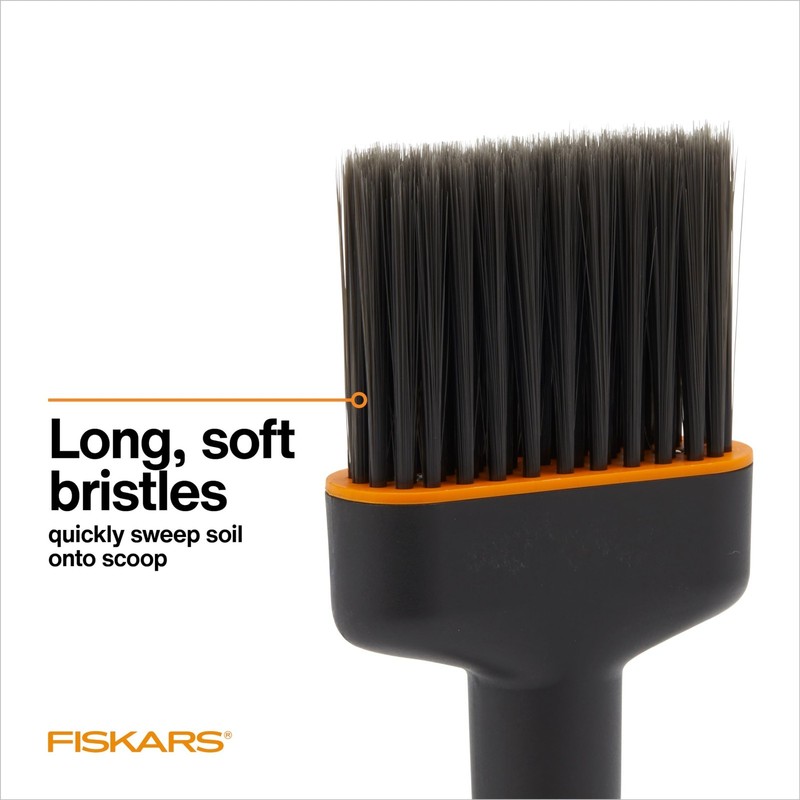 Fiskars Dual-Sided Soil Scoop & Brush Set for Indoor Gardening - Black/Orange gallery