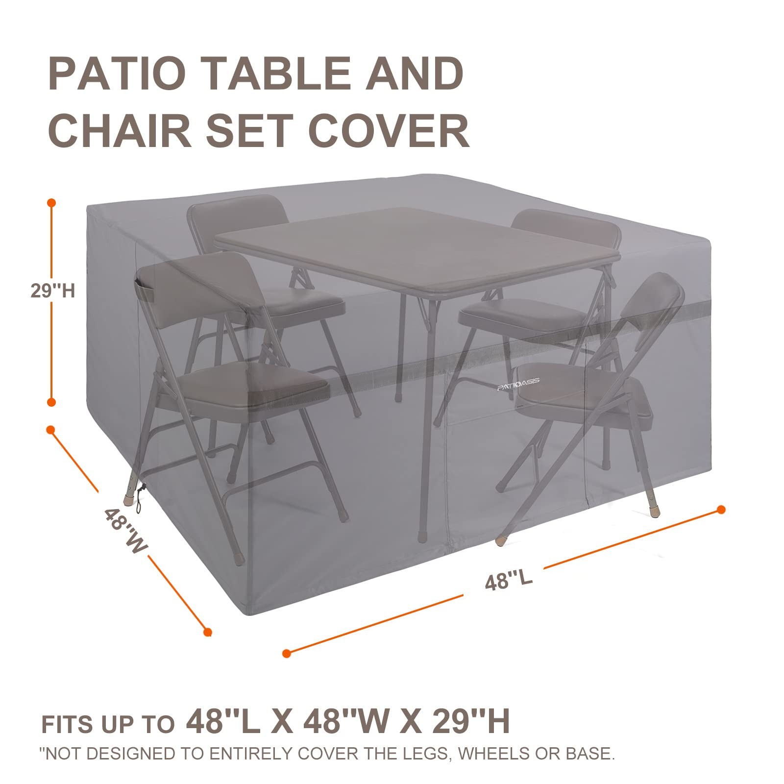 Waterproof Square Patio Table & Chair Cover 48"L x 48"W x 29"H 600D Heavy Duty gallery