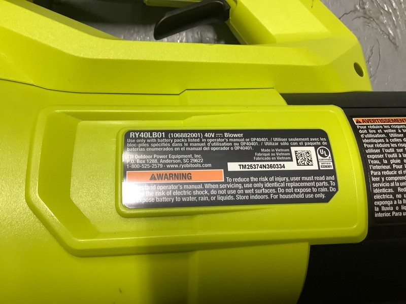 Ryobi RY40LB01 Leaf Blower 40V 120MPH 550 CFM Tool Only gallery