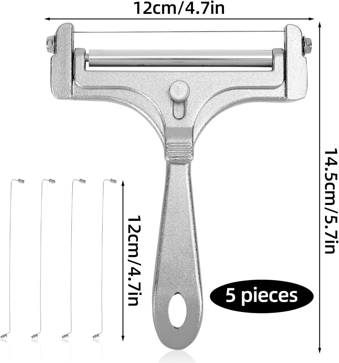 Stainless Steel Wire Cheese Slicer with 4 Extra Wires Adjustable Thickness Hand gallery