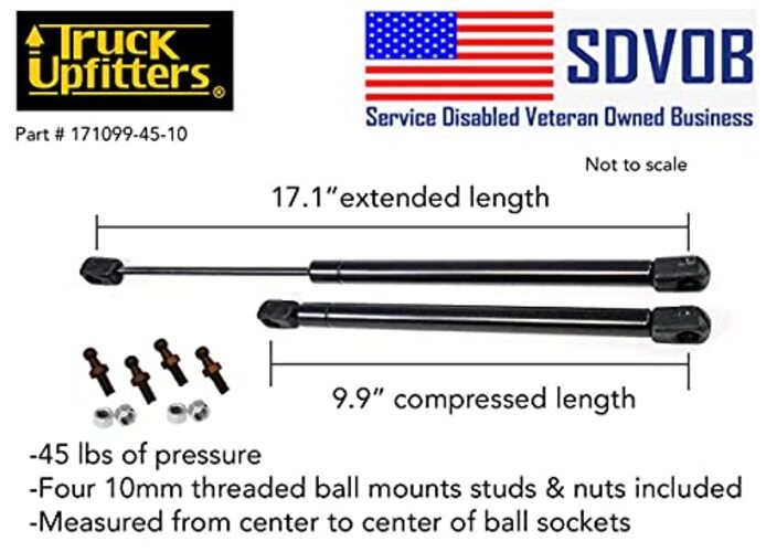 2 17" Gas Props (17.1" Extended, 9.9" Compressed, 45 pounds of Pressure ea) gallery