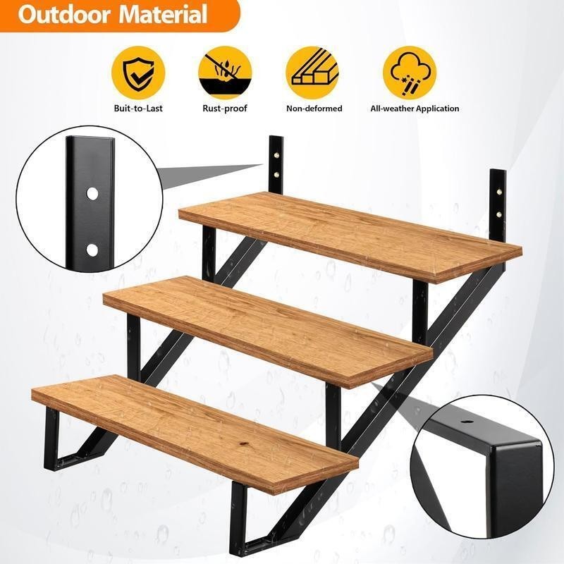 Steel Stair Stringer Riser 2 Pack Heavy Duty Stair Step Support Outdoor Use gallery