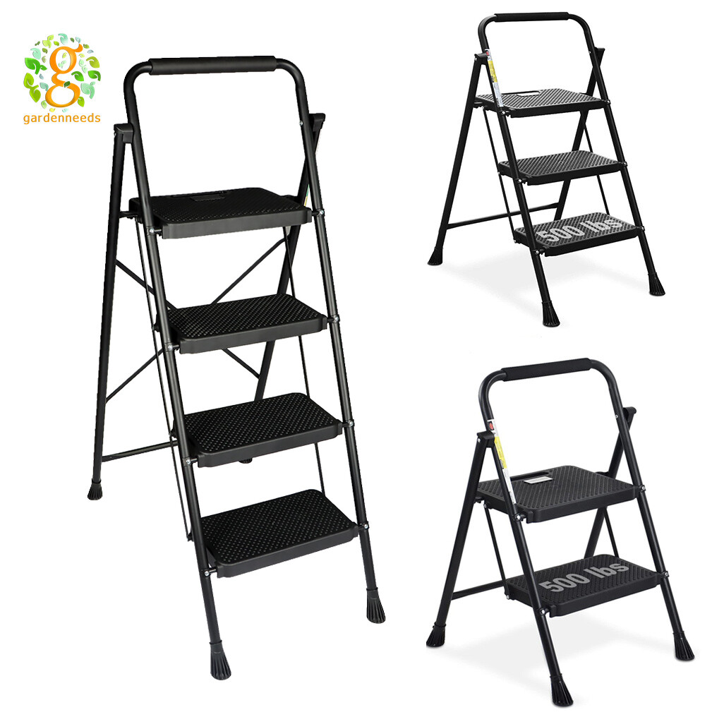 Folding Step Stool Wide Anti-Slip Pedal Sturdy Steel Ladder 2/3/4 steps gallery