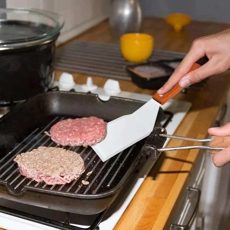 Metal Spatula Beveled Edges, Stainless Steel Spatula with Wood Handle * gallery