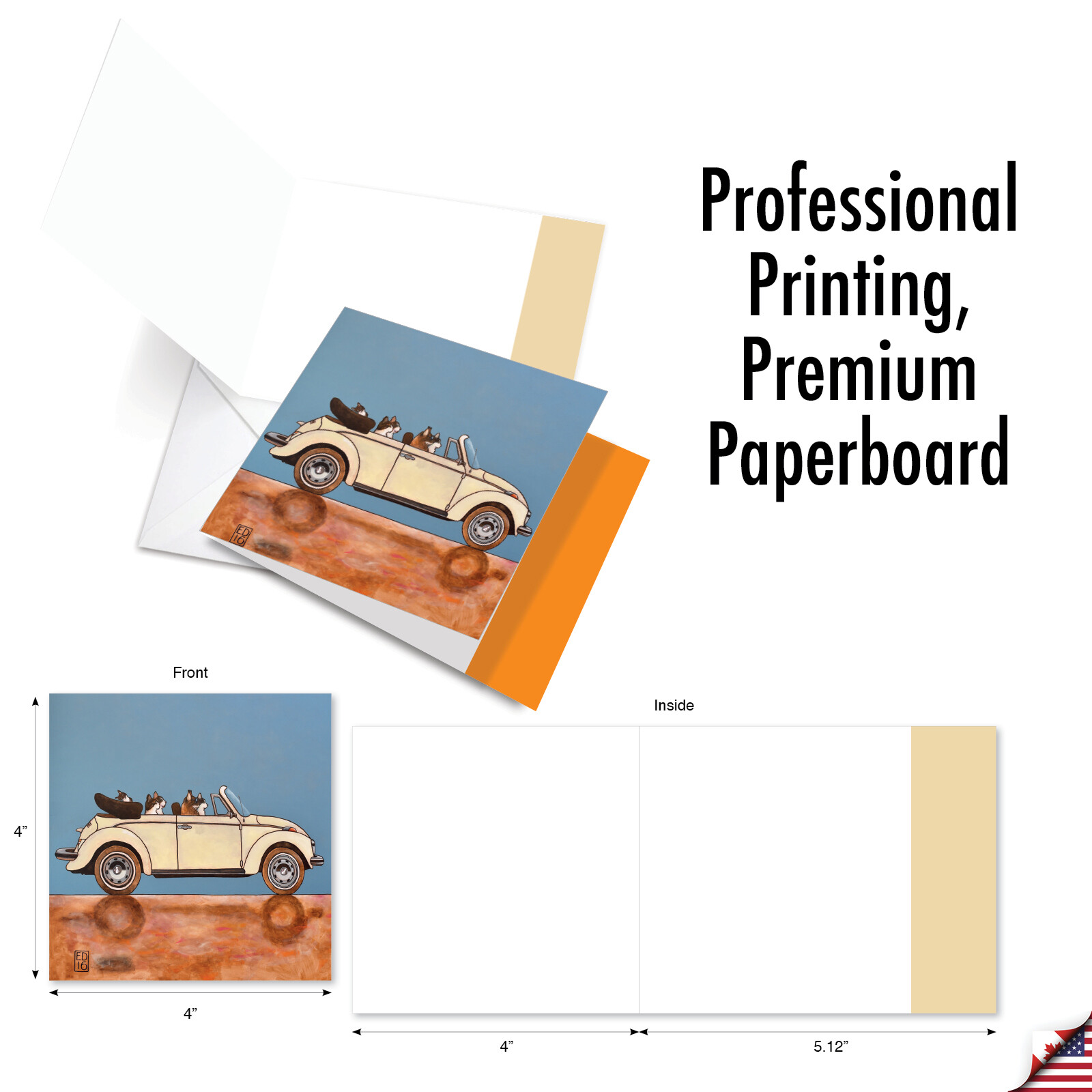 10 Assorted All Occasion Blank Note Cards Pack - Car Cats gallery