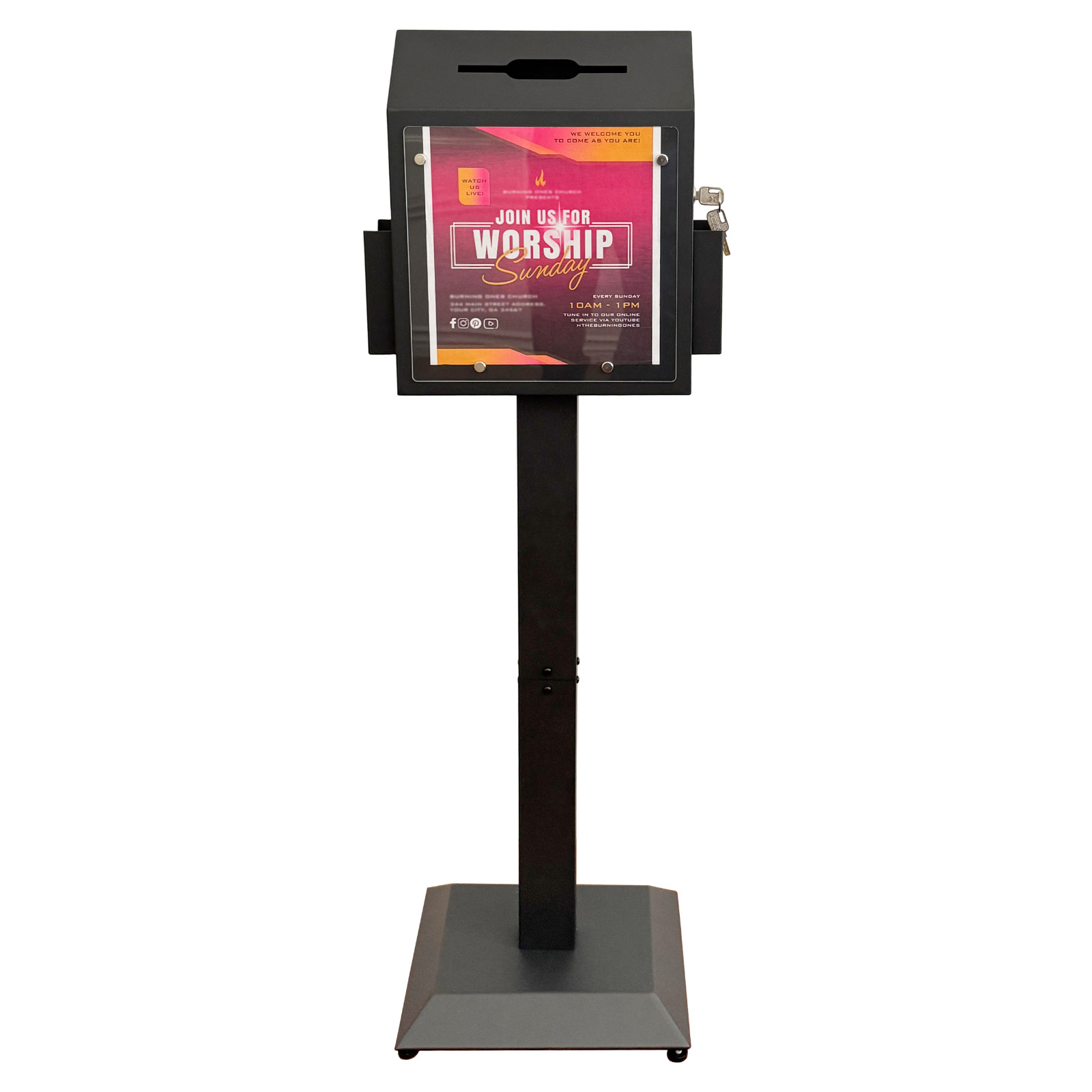OPEN BOX Floor-Standing Offering Boxes with Key Lock, Suggestion Box with Stand gallery