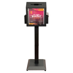 OPEN BOX Floor-Standing Offering Boxes with Key Lock, Suggestion Box with Stand