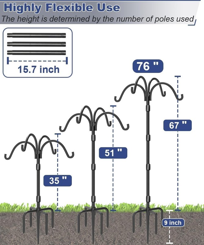 Upgrade 4-Hook Shepherds Hooks for Outdoor with Plastic Tube, 76" Heavy Duty ... gallery