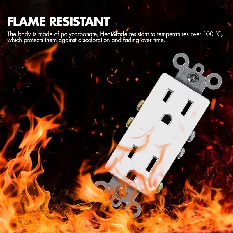 50Pack Outlet Socket, Decora Duplex Receptacle 15 A, 125 V,Non-Tamper Resistant gallery