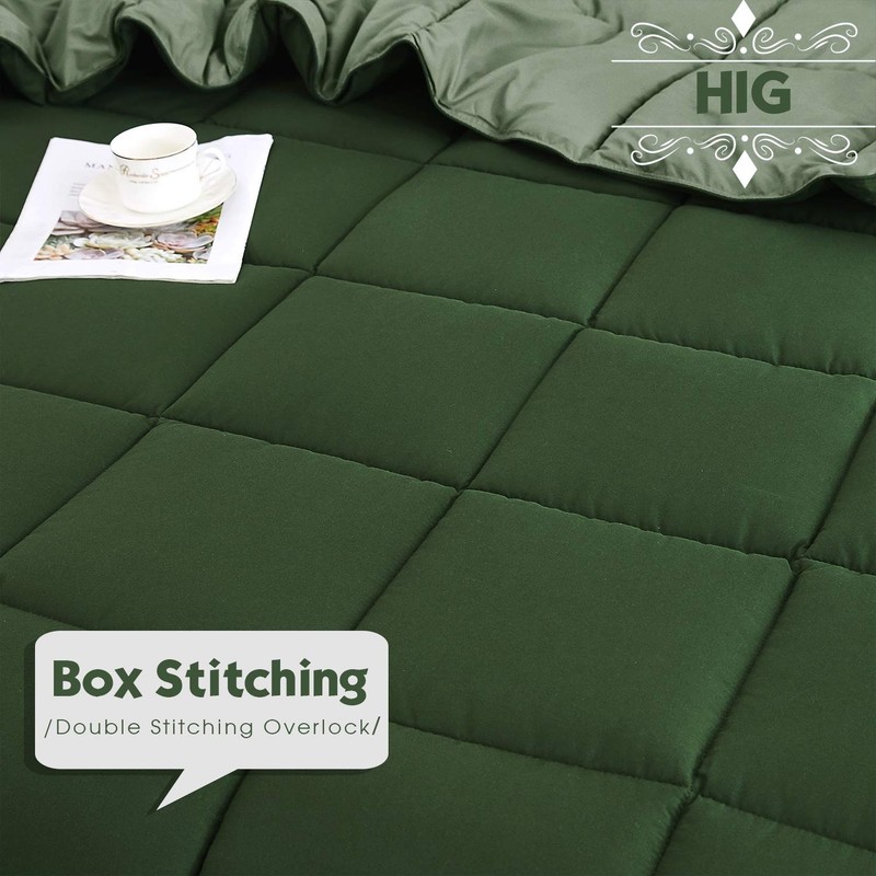 HIG 3pc Green King Size Comforter Set -All Season Reversible Down Alternative gallery