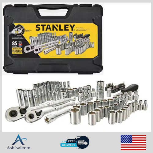 SAE Metric 85-Piece Mechanics Tool Set Ratchet & Socket 1/4 in 3/8 in Drive gallery