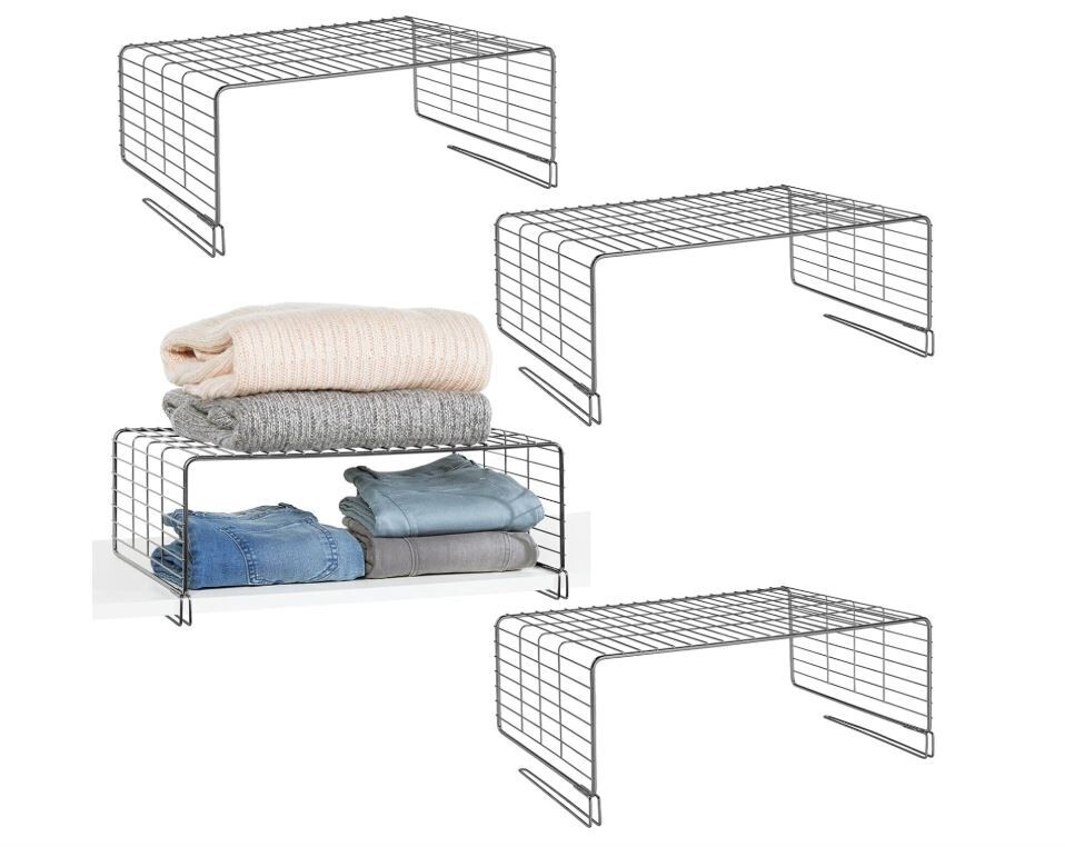 White Closet Shelf Extender Shelf Storage Organization Set of 4 MDESIGN NEW gallery