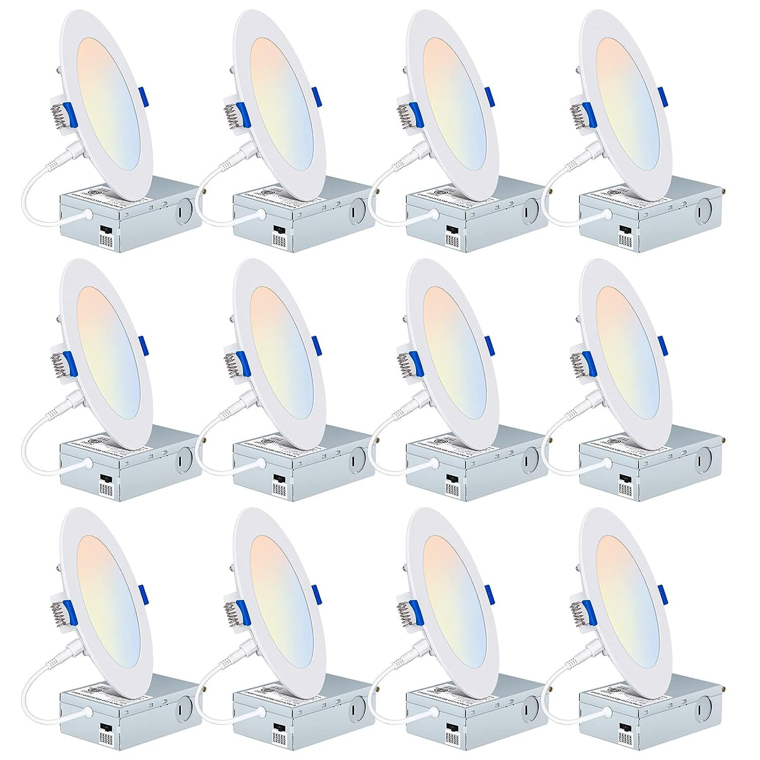 12 Pack 6 Inch 5CCT Ultra-Thin LED Recessed Ceiling Light with Junction Box gallery