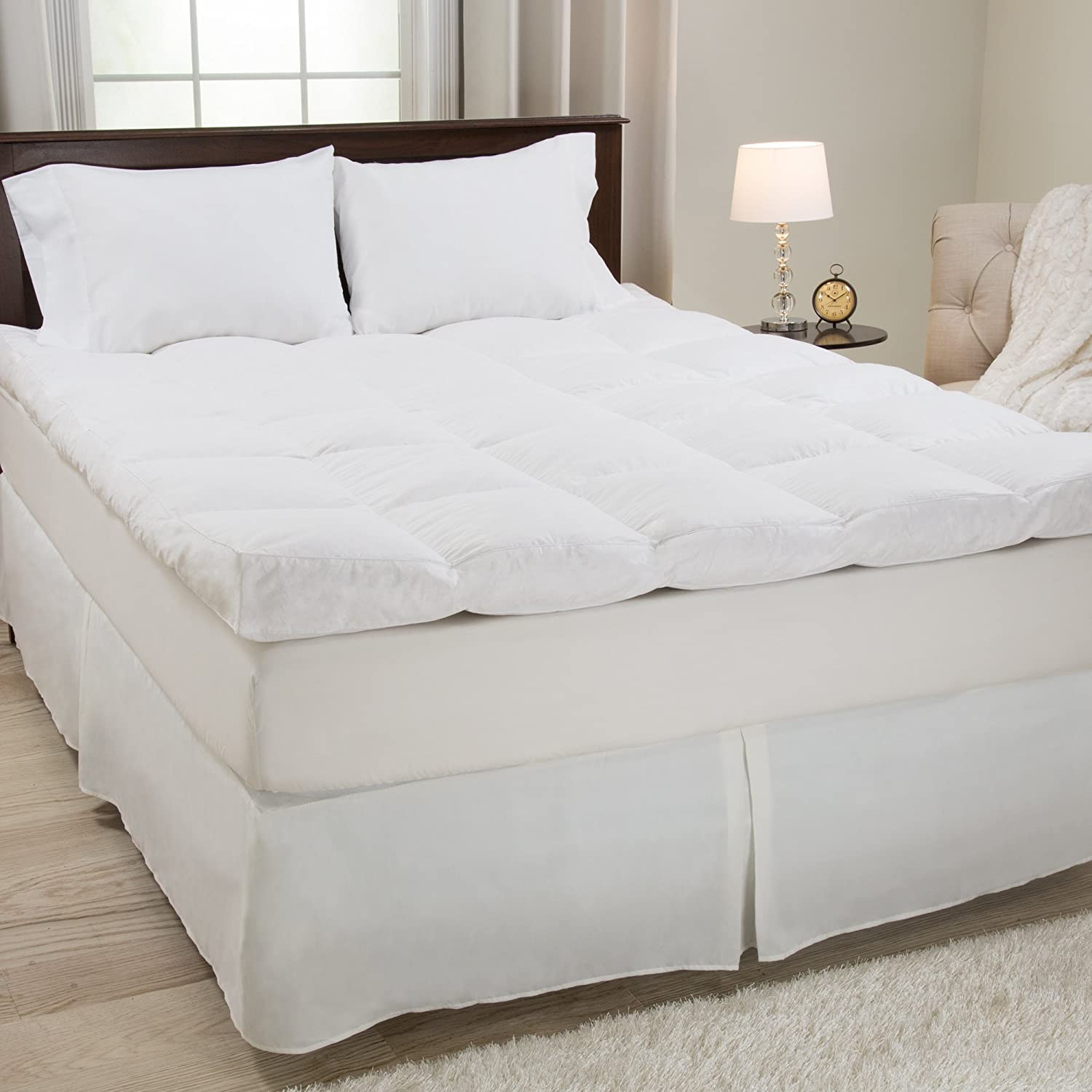4 Inch Mattress Topper Down Duck Feather Bed Gusset Matress Pad w Cotton Cover gallery