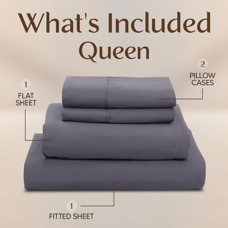 Queen Size Sheet Set – 4 Piece Bed Sheets, Soft and Breathable Microfiber, Inclu gallery