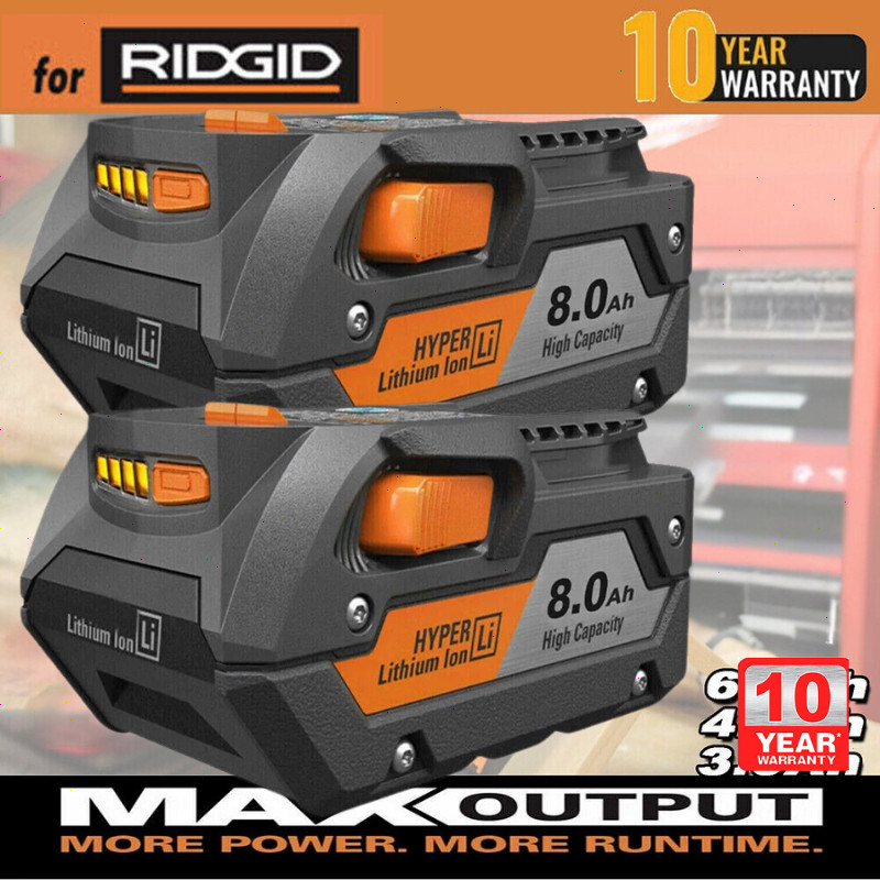 2 PACK For Ridgid 18V R840085 8.0Ah Lithium-ion Battery Rigid 18Volt R840087 gallery