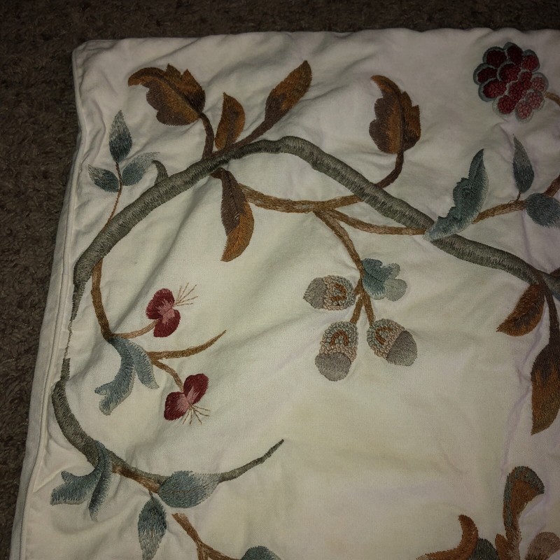 Pottery Barn Pillow Case Decorative Fall Winter Spring Embroidered Flower Square gallery