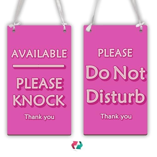 Do Not Disturb and Available Please Knock Door Sign - Wooden Reversible Double gallery