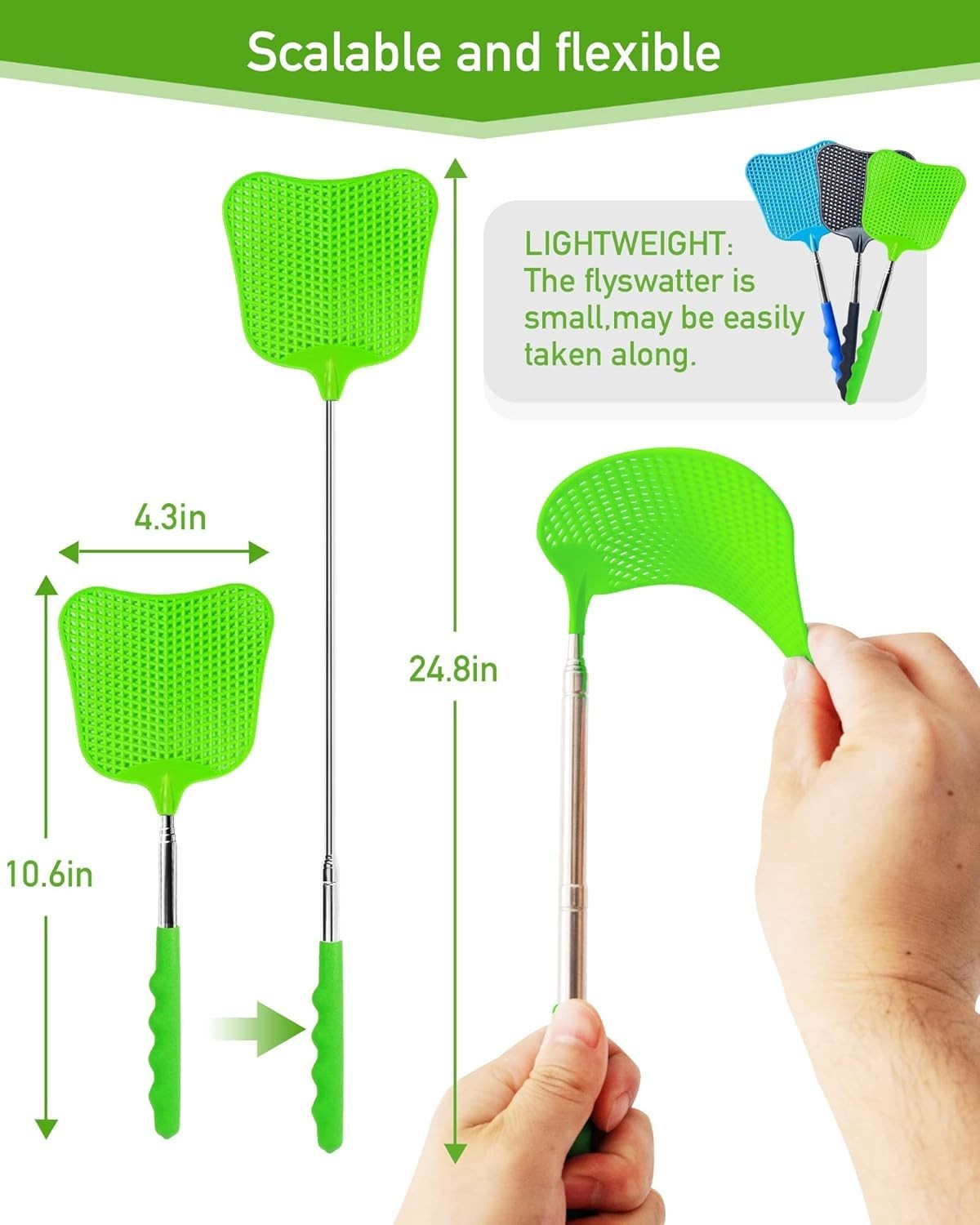 3 Pcs Fly Swatter, Fly Swatter Plastic,Telescopic Fly Swatters, Large Bug Swatte gallery