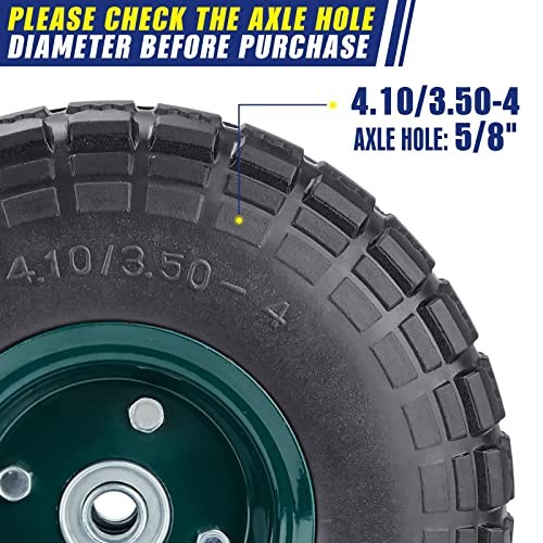 2 Pcs 10" Flat Free Tires Solid Pneumatic Tires Wheels, 4.10/3.50-4 Air Less gallery