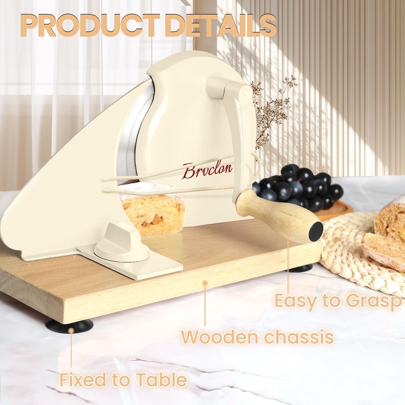 Manual Bread Slicer Adjustable Thickness, Hand Crank Bread Slicer for Homemad gallery