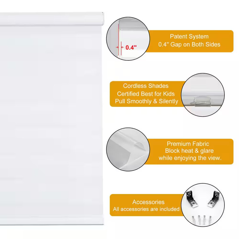 High Quality White Cordless Light Control Free Stop Polyester 77 In. Cell Layers gallery