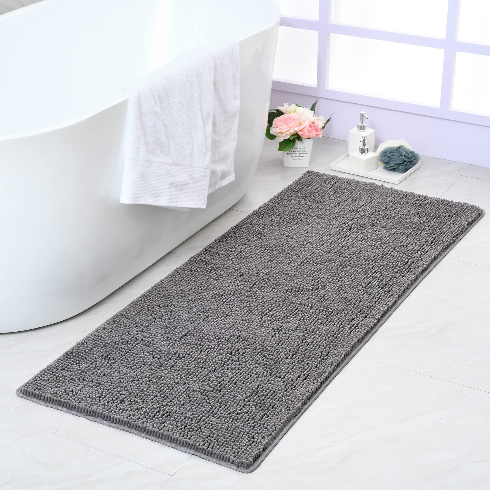 24''x 60'' Grey Long Bathroom Rugs Runner,Absorbent Bath Mats for Bathroom No... gallery