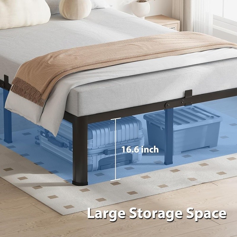 Sturdy Metal Bed Frame Squeak Resistant Heavy Duty Storage Easy Assembly New gallery