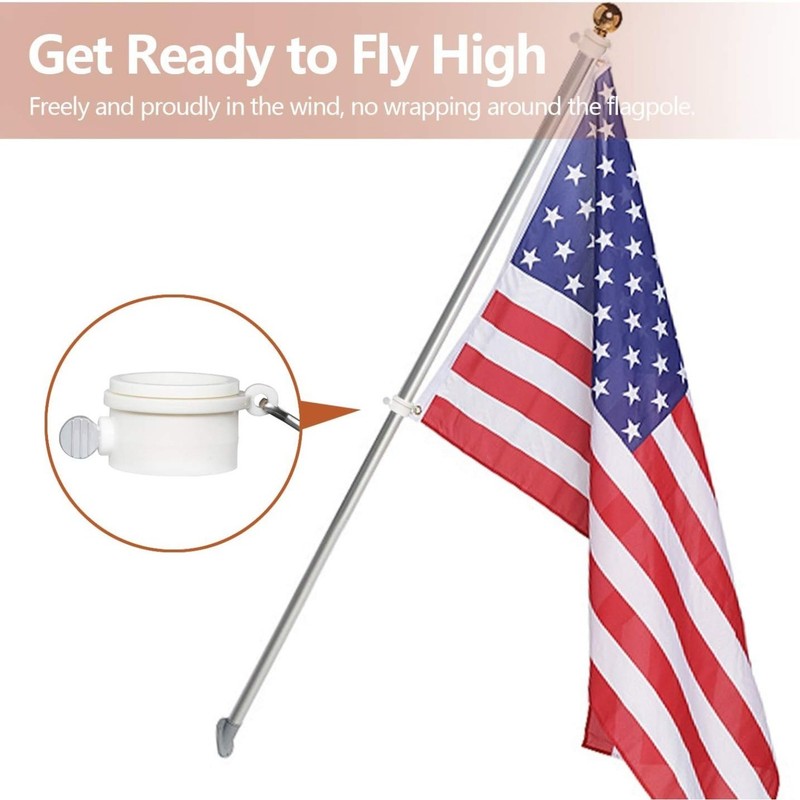 Anley 2Pcs Flag Pole Mounting Ring Clip - Rotating Flapole Mounting Rings 1 inch gallery
