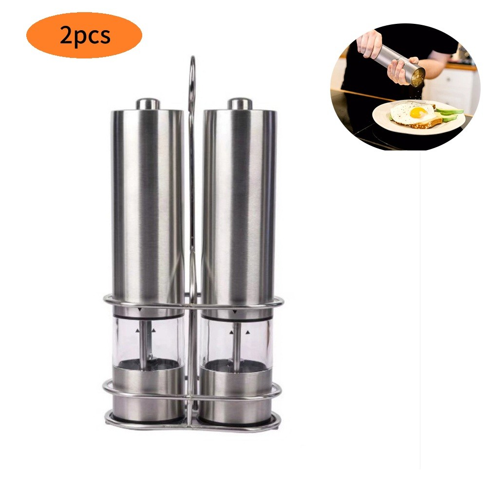 2PCS Electric Salt Pepper Grinder Mill Shakers Set Adjustable Stainless Steel gallery