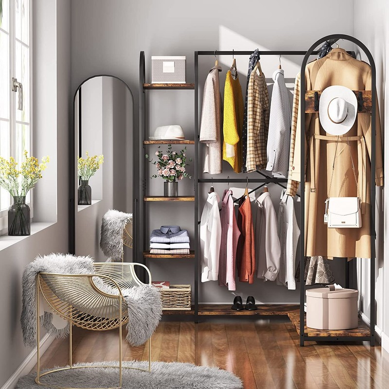 Tribesigns L Shape Corner Clothes Garment Rack w/ Storage Shelves & Hanging Rods gallery