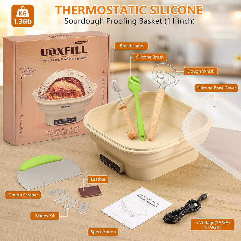 Upgrade Heating Sourdough Bread Proofing Basket Set, Electric Thermostatic gallery
