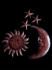 Vintage Sun And Moon Celestial Witchcore Wicca Bohemian Wall Decor Metal Bronze