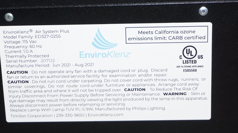 ENVIROKLENZ MOBILE AIR SYSTEM PLUS-=UV MODEL=- HEPA AIR PURIFIER ED327-0255-00BL gallery