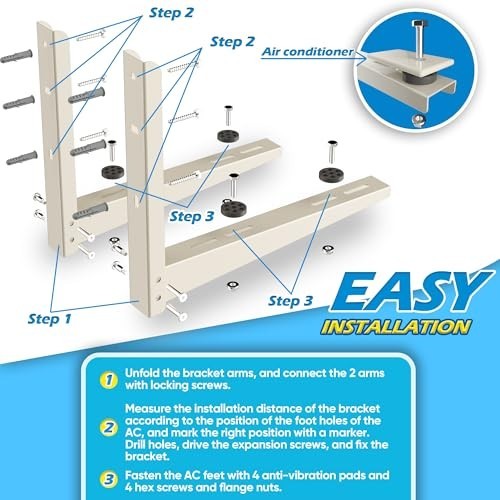 Heavy Duty Mini Split Wall Mount Bracket for 9000-24000 BTU AC Units, 485 LBS Ca gallery