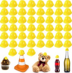 Sratte 50 Pcs Miniature Construction Hat Mini Toy Doll Yellow